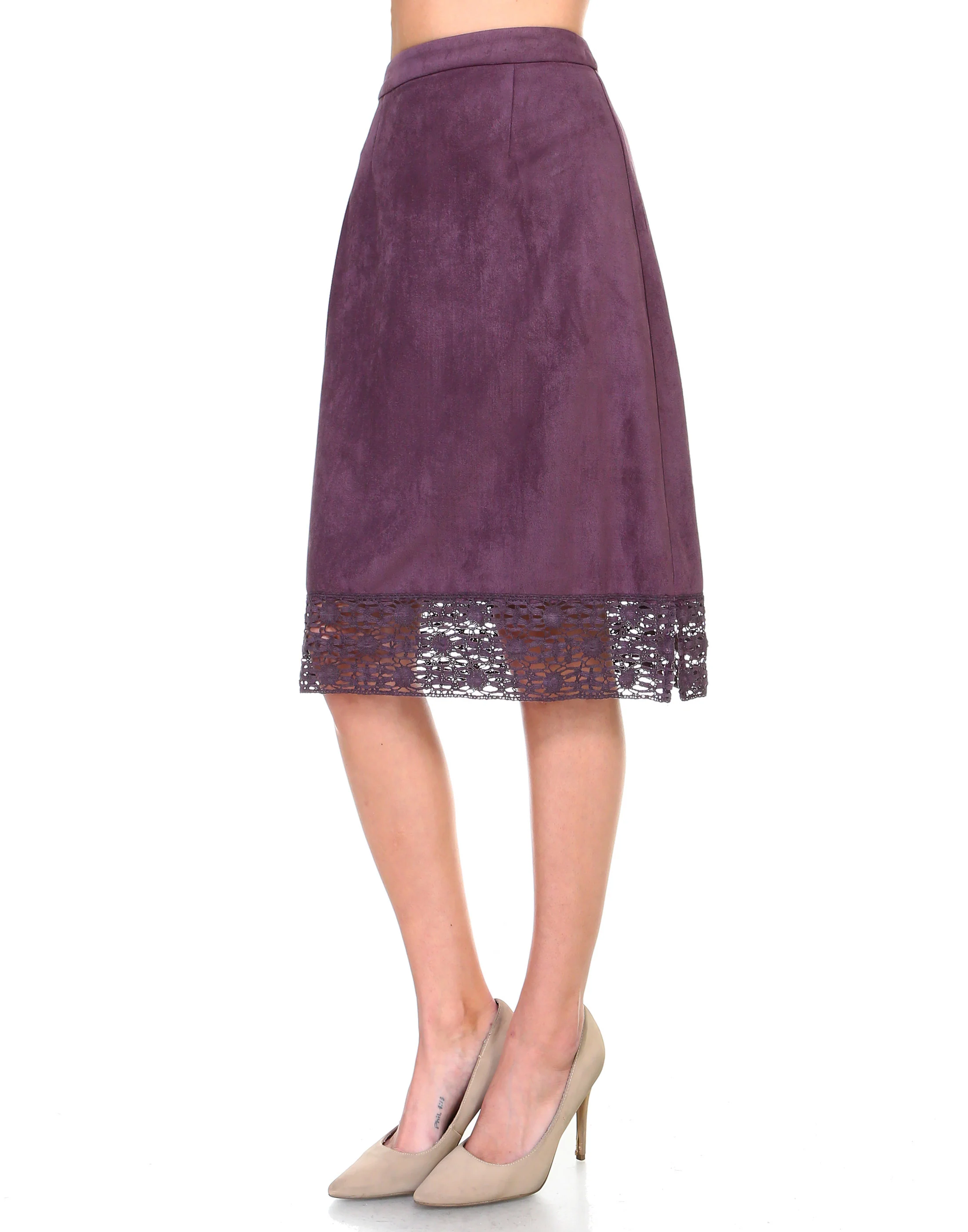 Annette Skirt Stretch Suede with Crochet Lace - Image 3