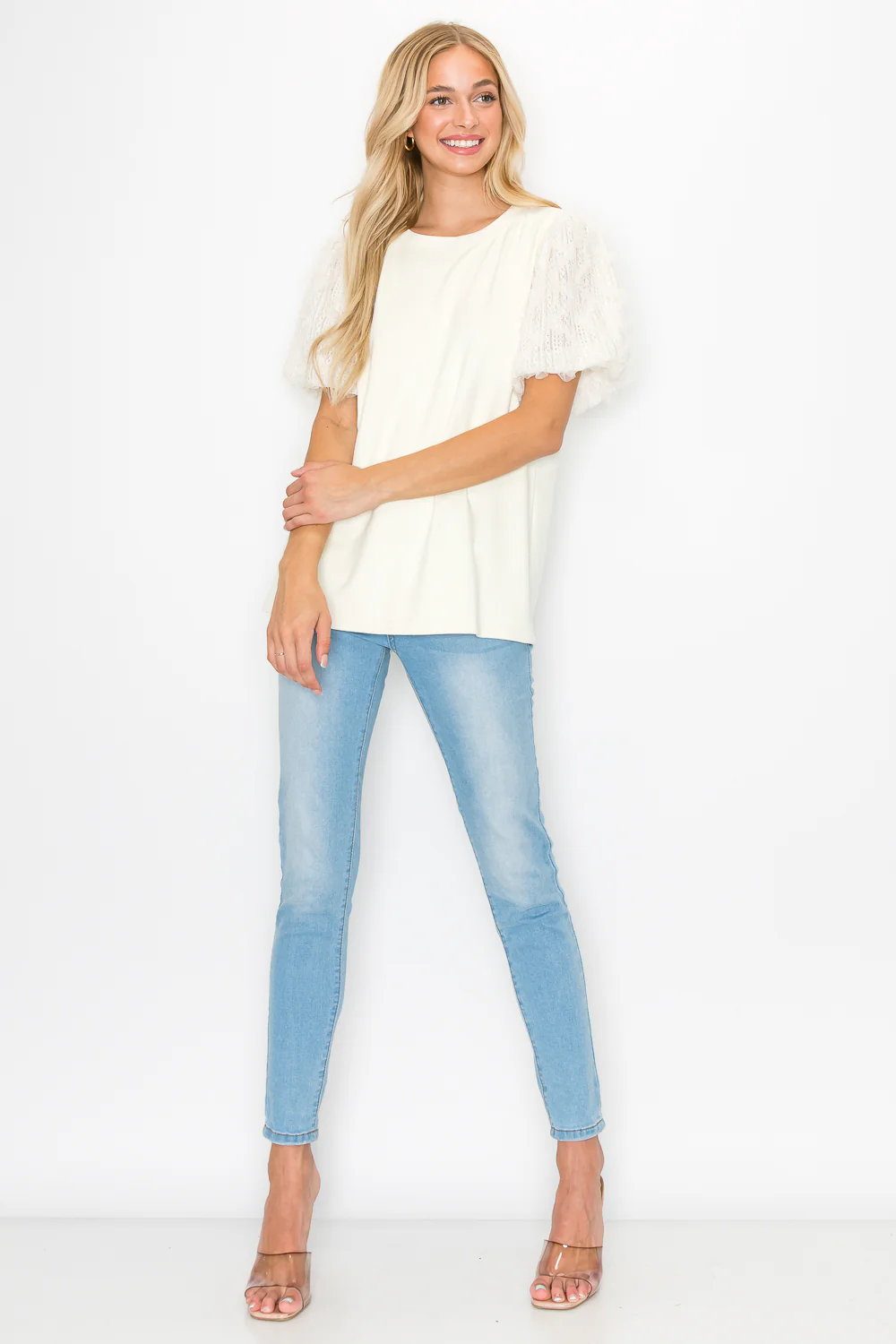 Adelle Stretch Suede Top with Lace - Image 22