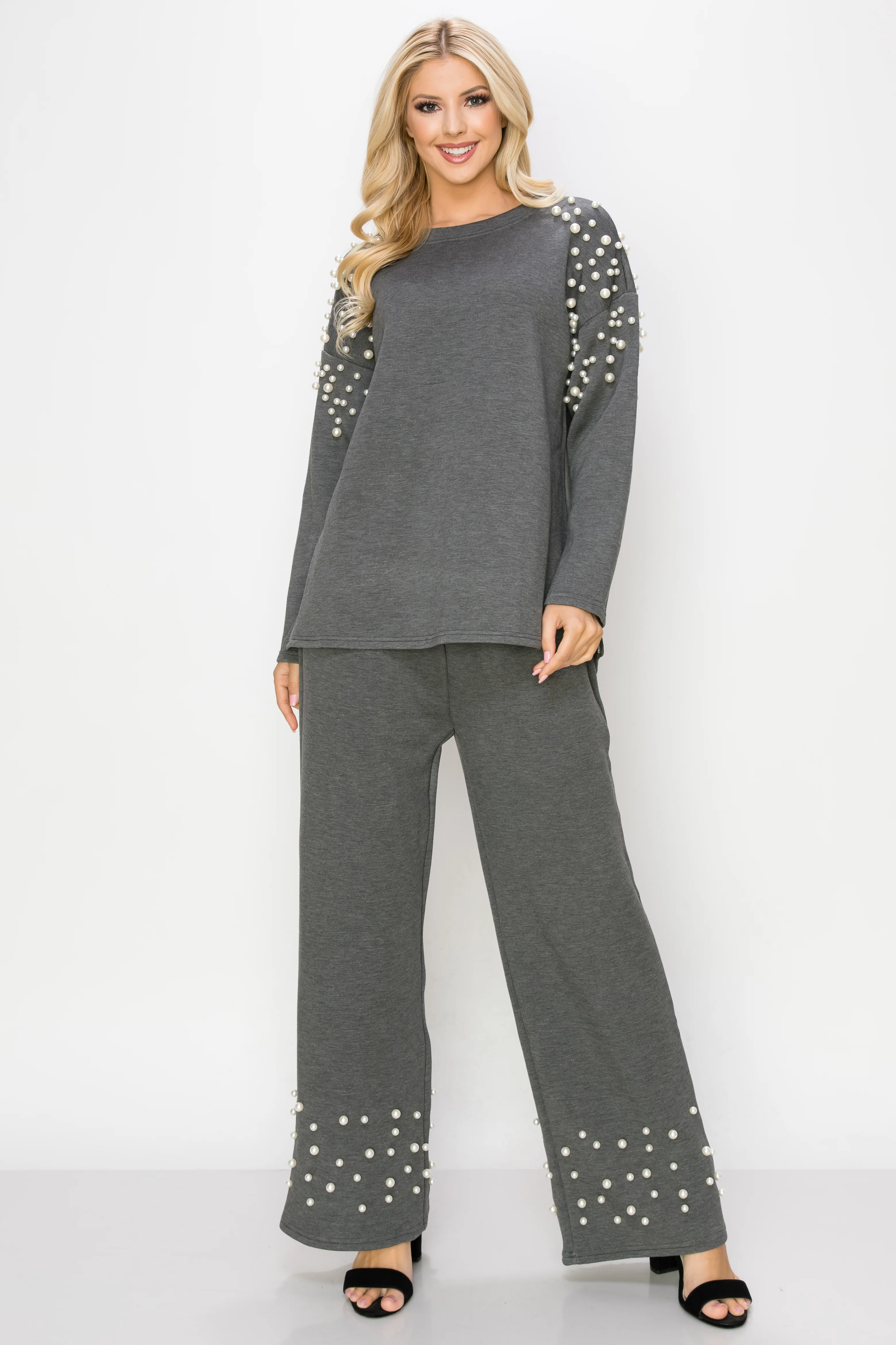 Fiona Stretch French Scuba Pearl Top - Image 12