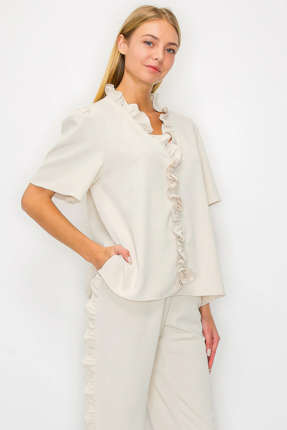 Jess Woven Ruffle Top - Image 6
