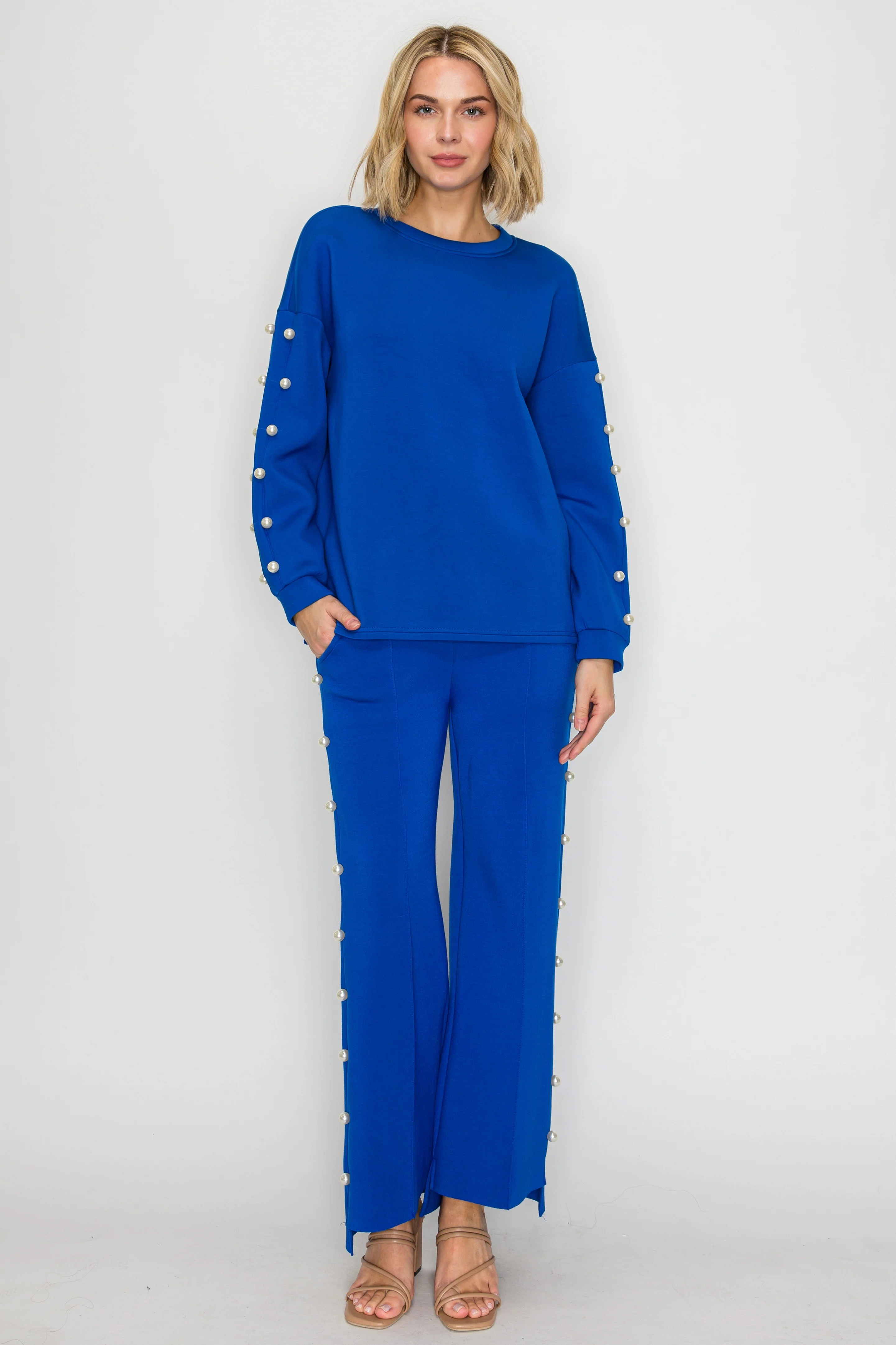Katri Stretch French Scuba Pearl Top - Image 26