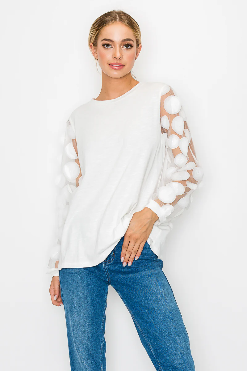 Rinna Pointe Knit Top with Mesh Lace Circle - Image 12