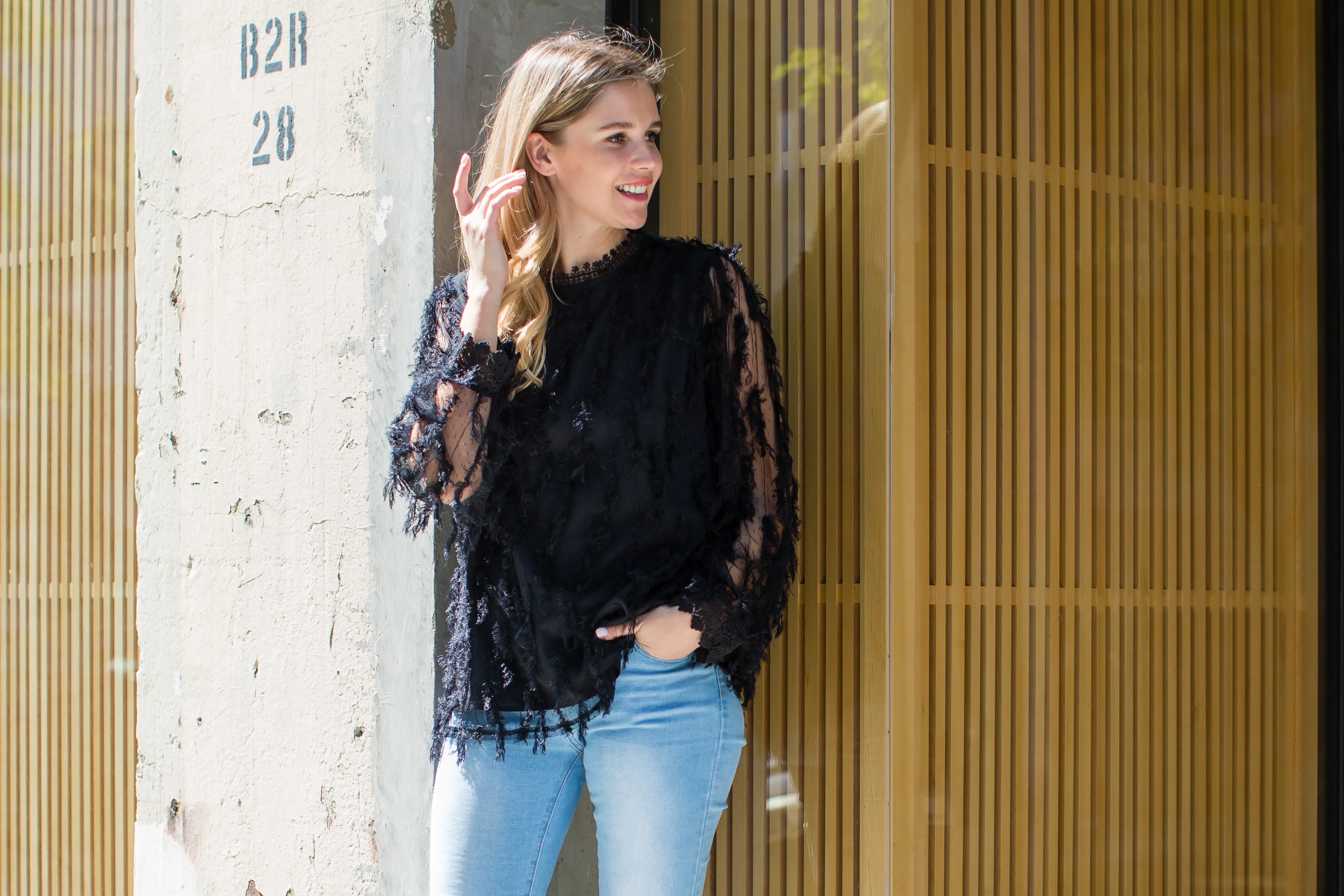 Whitney Woven Feathered Top - Image 3